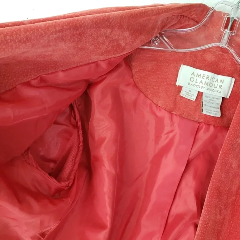 Badgley Mischka American Glamour Leather Open Front Biker Jacket size S
